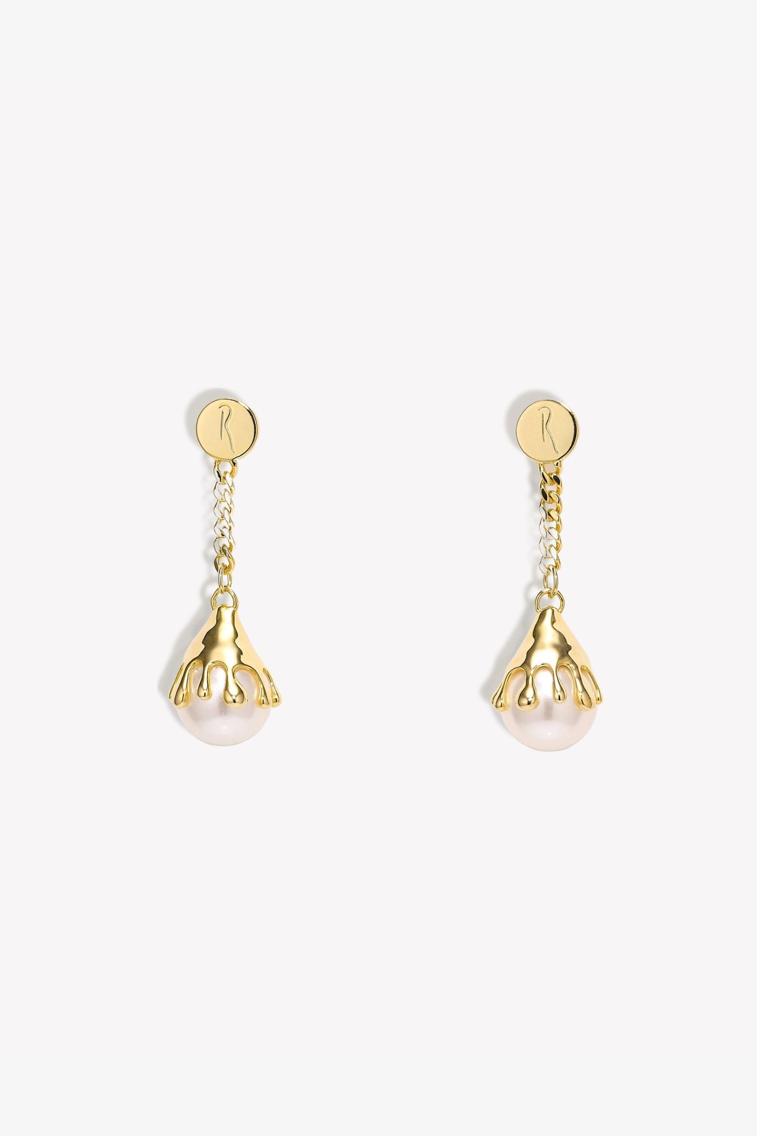 Venere Melt Pearl Earrings Gold