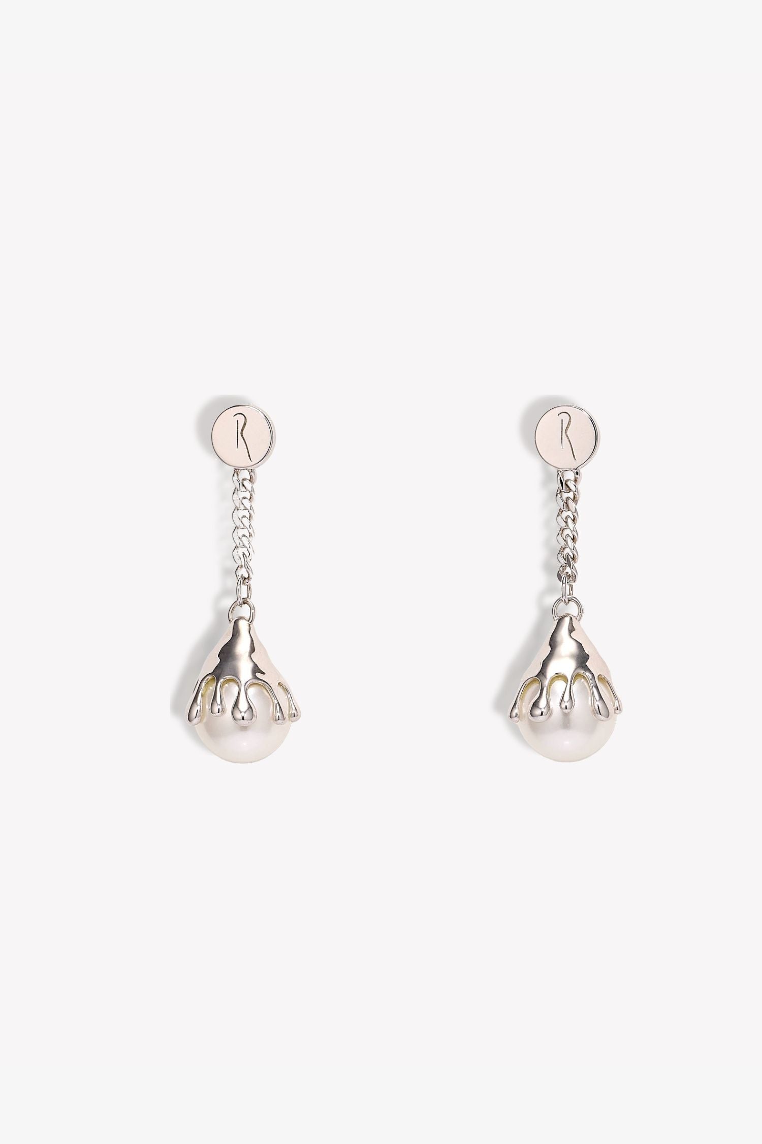 Venere Melt Pearl Earrings Silver